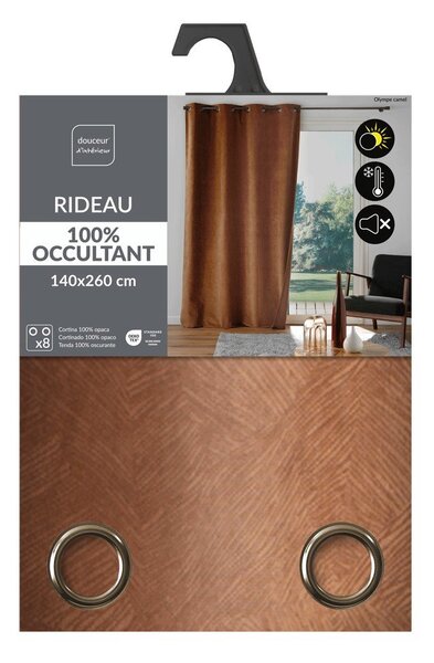 Rjava žametna zavesa 140x260 cm Olympe – douceur d'intérieur