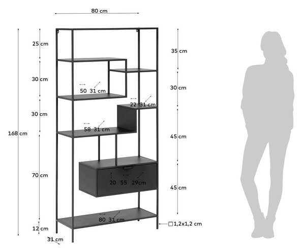 Črna knjižna omara Kave Home Shantay