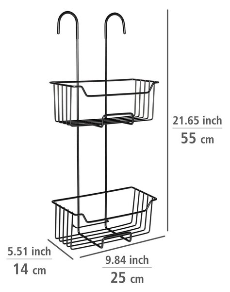 Črna viseča kopalniška polica iz nerjavečega jekla Milo – Wenko