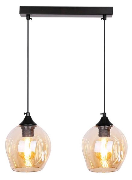 Črna viseča svetilka s steklenim senčnikom 14x48 cm Aspa - Candellux Lighting