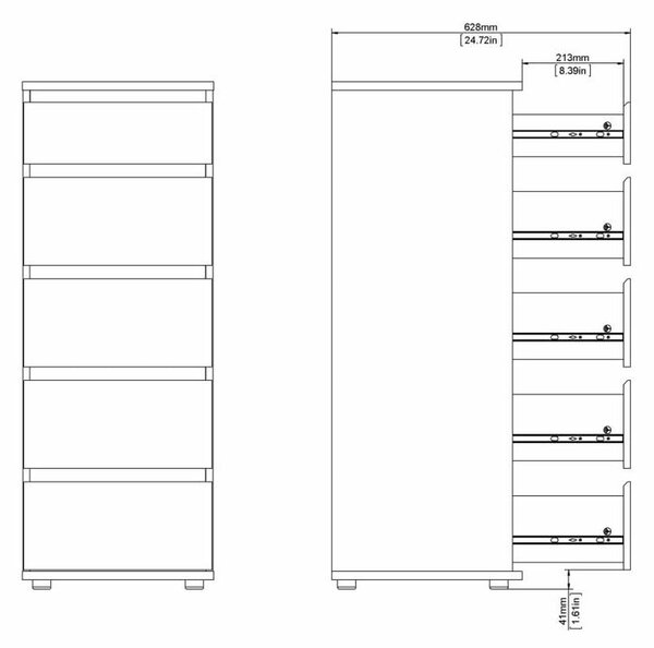 Visoka komoda v hrastovem dekorju v naravni barvi 40x107 cm Nova – Tvilum