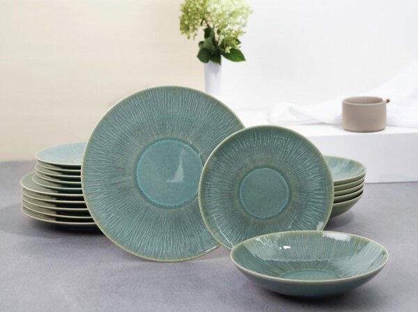 CreaTable, 33086 Series Sea Breeze Blue, 6-Piece Tableware Set, Coffee