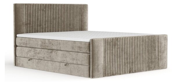 Svetlo rjava boxspring postelja s prostorom za shranjevanje 160x200 cm Bergamo – Maison de Rêve