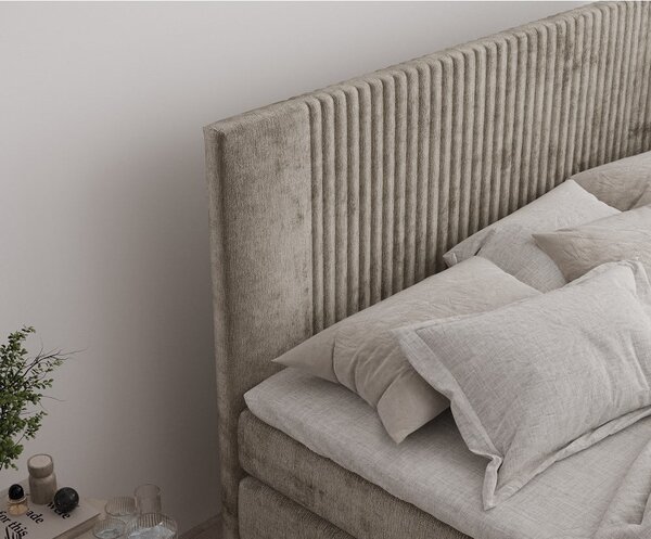 Svetlo rjava boxspring postelja s prostorom za shranjevanje 160x200 cm Bergamo – Maison de Rêve