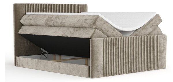 Svetlo rjava boxspring postelja s prostorom za shranjevanje 160x200 cm Bergamo – Maison de Rêve