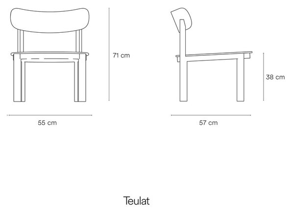 Črn jedilni fotelj v jesenovem dekorju Nara - Teulat