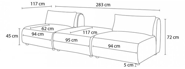 Temno moder kavč 283 cm Jeanne - Bobochic Paris