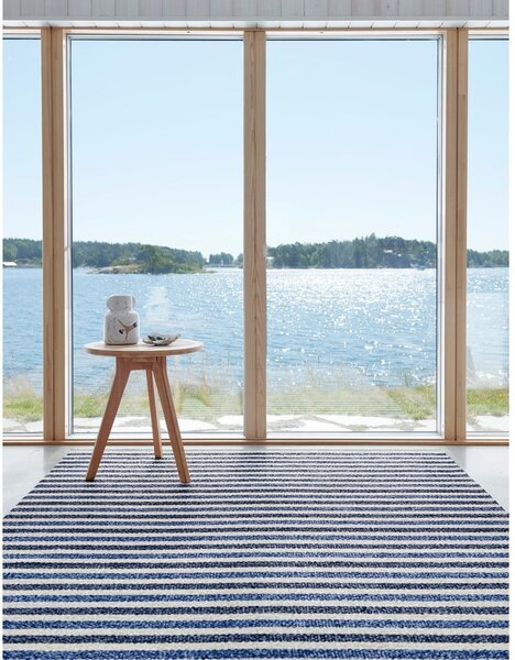 Modra/kremno bela notranja in zunanja preproga 70x120 cm Teo Denim – Pappelina