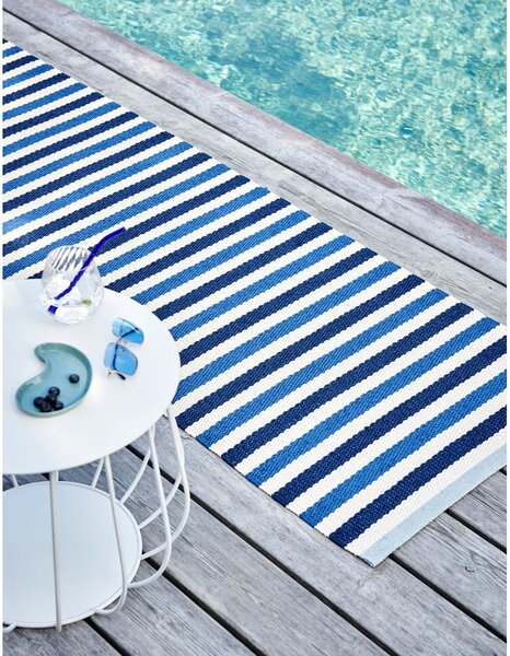 Modra/kremno bela notranja in zunanja preproga 70x120 cm Teo Denim – Pappelina