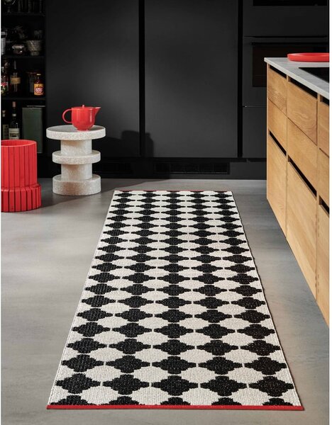 Črno-bel zunanji in notranji tekač 70x300 cm Marre Black Coral – Pappelina