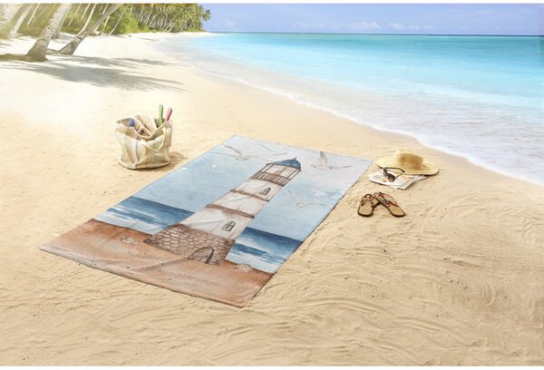 Modra/rjava žametna brisača za na plažo 100x180 cm Berlin – Good Morning