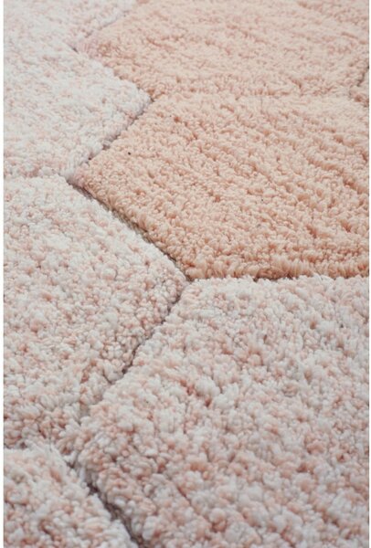 Svetlo rožnata pralna ročno tkana bombažna okrogla preproga ø 140 cm Honeycomb Rose – Lorena Canals