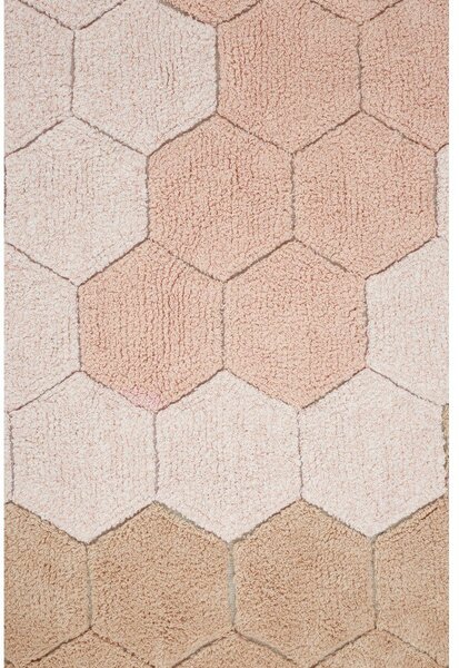 Svetlo rožnata pralna ročno tkana bombažna okrogla preproga ø 140 cm Honeycomb Rose – Lorena Canals