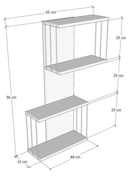 Antracitno siva/naravna večnivojska polica v borovem dekorju 65 cm Destan – Kalune Design