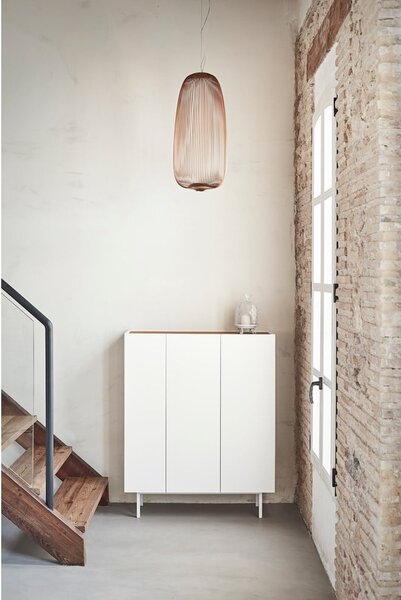 Bela visoka komoda v hrastovem dekorju 95x120 cm Arista – Teulat