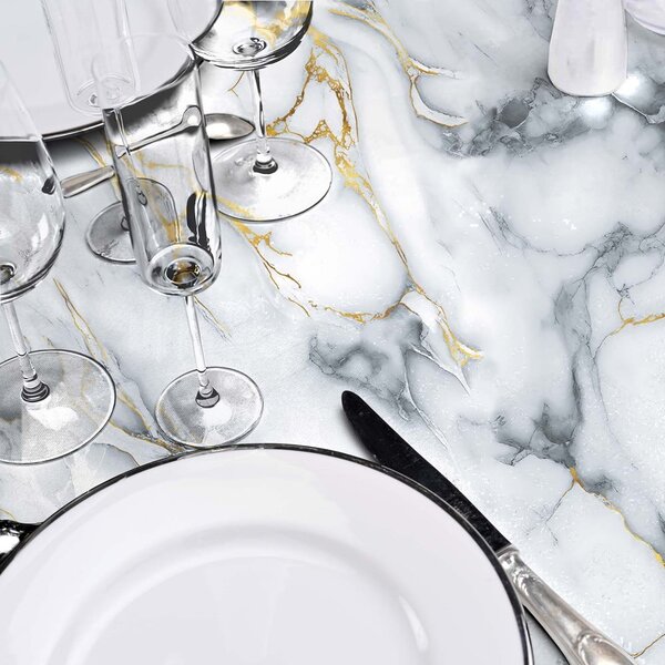 Povoščen namizni prt ø 160 cm Marquina – douceur d'intérieur