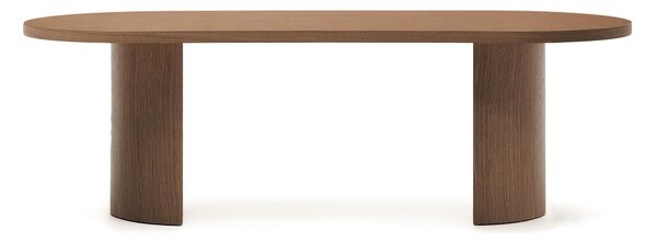 Okrogla jedilna miza z mizno ploščo v orehovem dekorju 100x240 cm Nealy – Kave Home