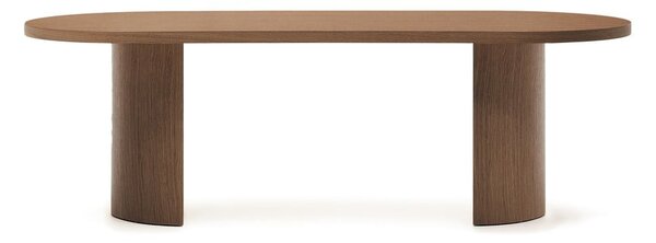Okrogla jedilna miza z mizno ploščo v orehovem dekorju 100x240 cm Nealy – Kave Home