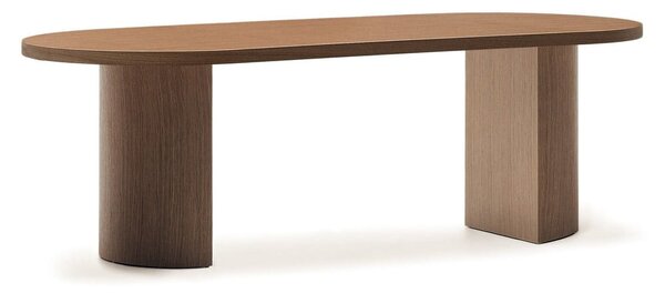 Okrogla jedilna miza z mizno ploščo v orehovem dekorju 100x240 cm Nealy – Kave Home