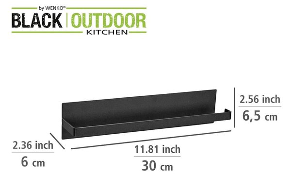 Črno magnetno držalo za kuhinjske brisače Wenko Black Outdoor Kitchen Ima