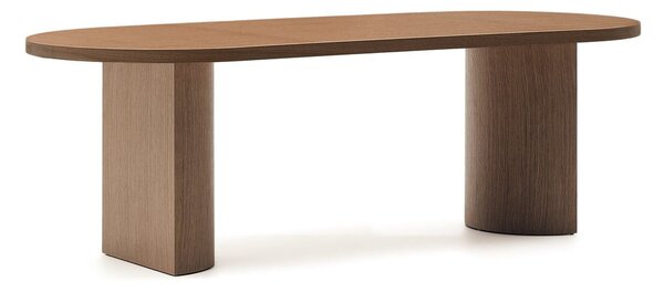 Okrogla jedilna miza z mizno ploščo v orehovem dekorju 100x240 cm Nealy – Kave Home