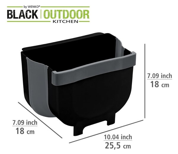 Črn viseči koš za smeti Wenko Black Outdoor Kitchen Fago, 5 l