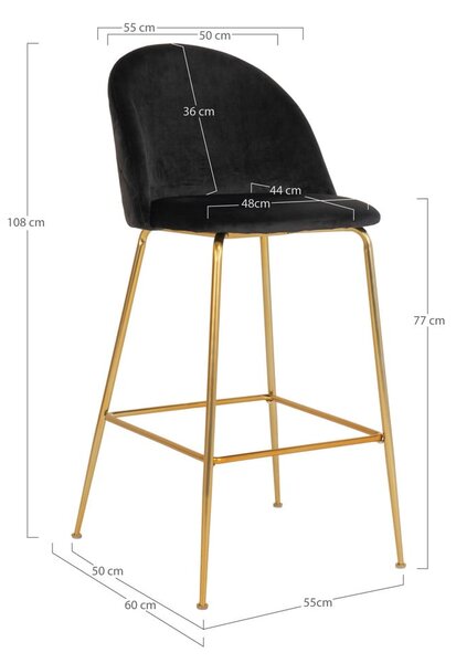 Črni žametni barski stoli v kompletu 2 ks 108 cm Lausanne – House Nordic