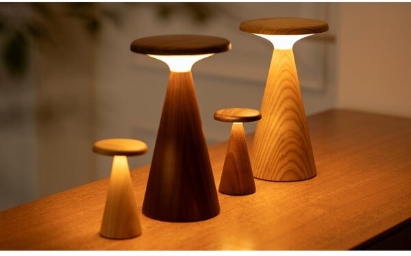 LED namizna svetilka v temni naravni barvi z lesenim senčilom (višina 14 cm) Sylva – Gingko