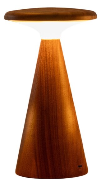 LED namizna svetilka v temni naravni barvi z lesenim senčilom (višina 14 cm) Sylva – Gingko