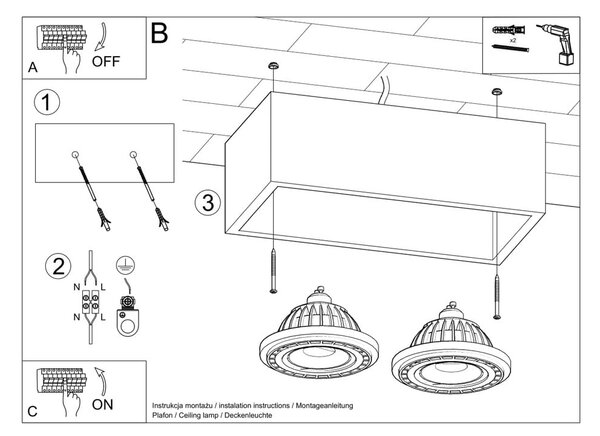 Siva stropna svetilka 14x27 cm Postiga – Nice Lamps