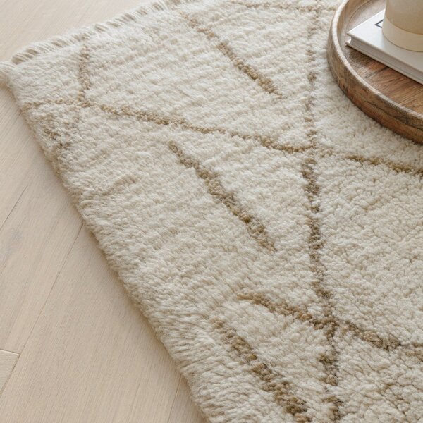 Kremno bela pralna ročno tkana volnena preproga 200x290 cm Azera Crosshatch – Asiatic Carpets
