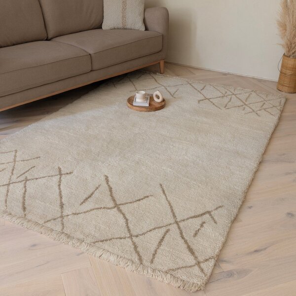 Kremno bela pralna ročno tkana volnena preproga 200x290 cm Azera Crosshatch – Asiatic Carpets