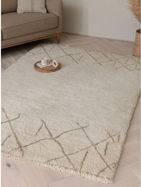 Kremno bela pralna ročno tkana volnena preproga 200x290 cm Azera Crosshatch – Asiatic Carpets