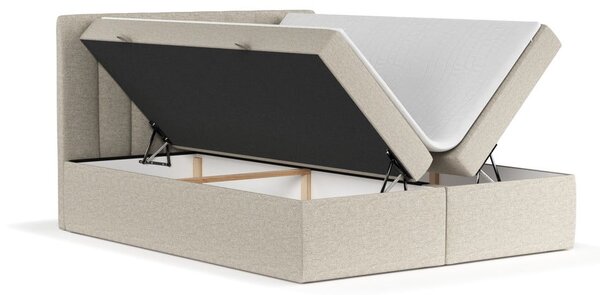 Bež boxspring postelja s prostorom za shranjevanje 140x200 cm Novento – Maison de Rêve