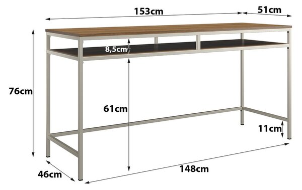 Pisalna miza z mizno ploščo v orehovem dekorju 51x153 cm Bradford – Støraa