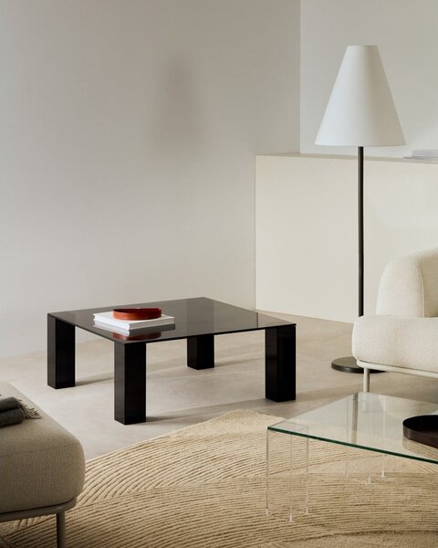 Temno siva steklena mizica 85x85 cm Adularia – Kave Home