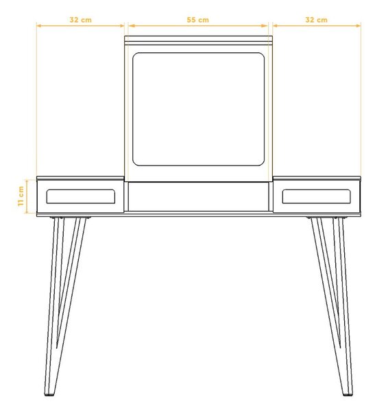 Toaletna mizica iz bukovega lesa 120x53 cm Golo - The Beds