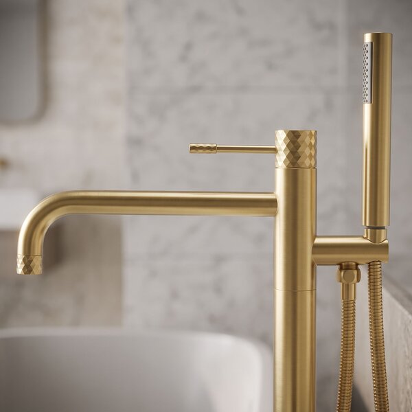 Samostoječa mešalna pipa Rea Lungo Diamond Brush Gold