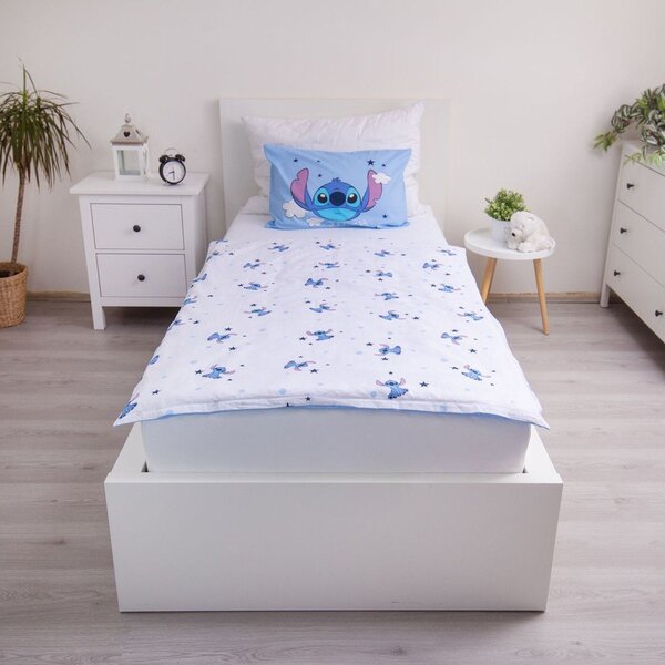 Modra bombažna otroška posteljnina za otroško posteljico 100x135 cm Lilo & Stitch "Clouds" – Jerry Fabrics