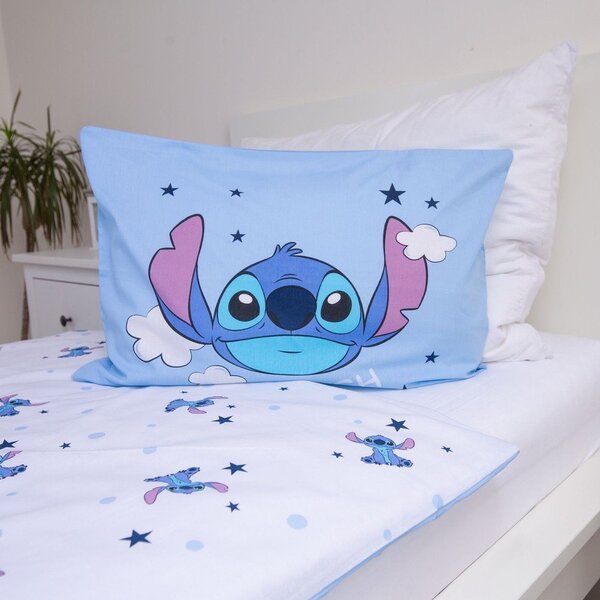 Modra bombažna otroška posteljnina za otroško posteljico 100x135 cm Lilo & Stitch "Clouds" – Jerry Fabrics