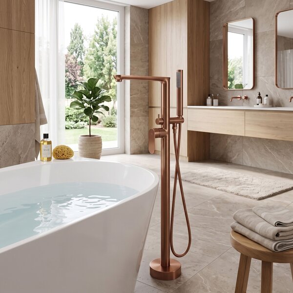 Samostoječa mešalna pipa Rea Logan Brush Copper