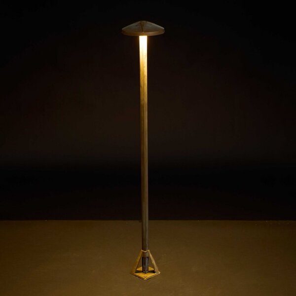 Moretti Luce LED-ulična svetilka Aura Disk, višina 80 cm, starinsko medenina, IP65, Bronasta / starinska medenina, Medenina, Podeželska hiša / Rustikalna
