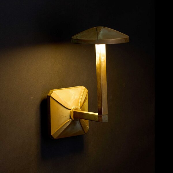 Moretti Luce Zunanja stenska svetilka LED Aura Disk, višina 24 cm, starinsko medenina, Bronasta / starinska medenina, Medenina, Podeželska hiša / Rustikalna