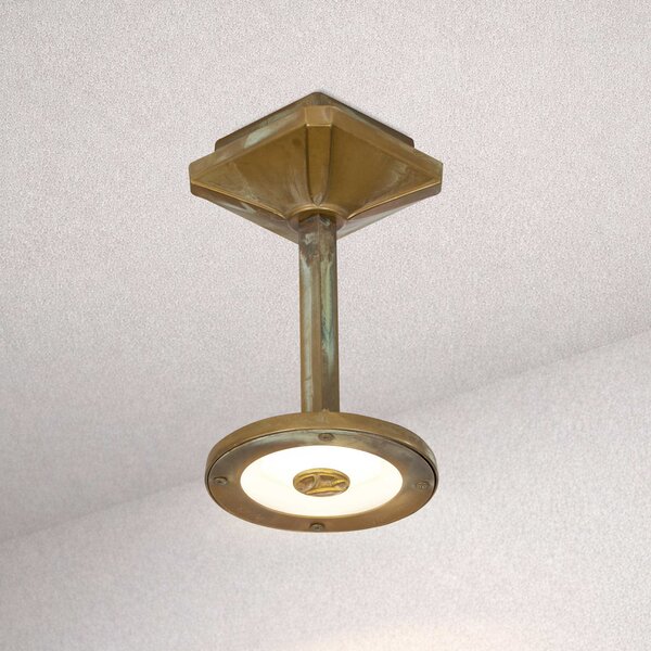 Moretti Luce Zunanja stropna LED-svetilka Aura Disk, višina 20 cm, starinsko medenina, Bronasta / starinska medenina, Medenina, Podeželska hiša / Rustikalna