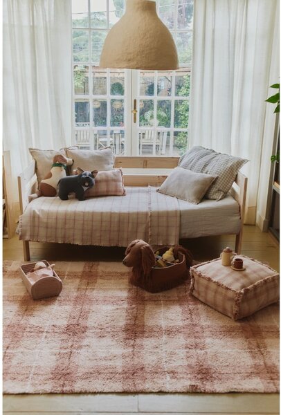 Svetlo rožnata pralna ročno tkana bombažna preproga 90x120 cm Tartan Rose – Lorena Canals