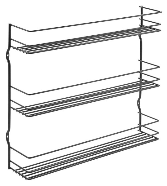 Črna tristopenjska viseča polica za začimbe Metaltex Pepito Lava