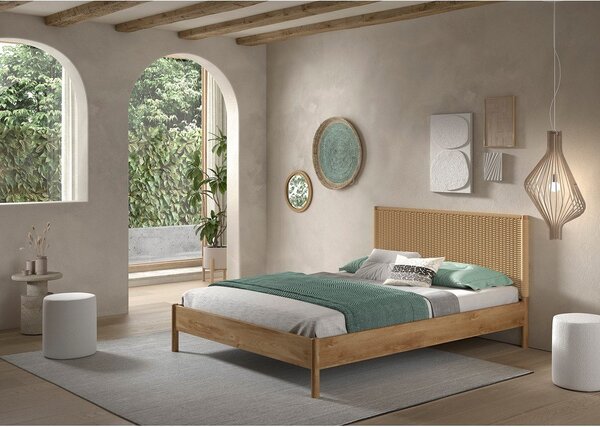 Zakonska postelja iz masivnega hrasta brez letvenega dna 160x200 cm v naravni barvi Olive Rope – Vipack