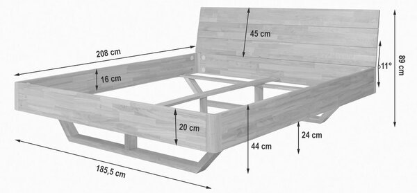 POSTELJA 180 cm x 200 cm , les barve hrasta