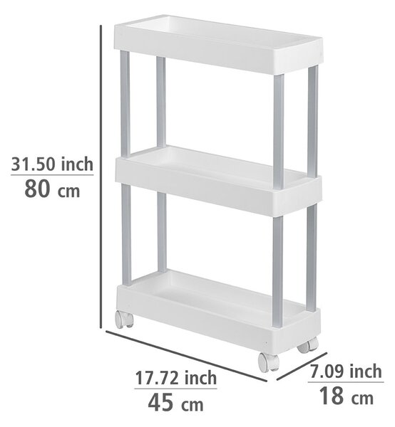 Bel plastičen regal na koleščkih 45x80 cm Mino – Wenko