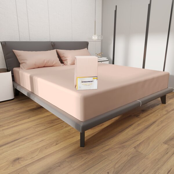 Napenjalna rjuha Ergorest Cotton Satin™ 100 % bombaž – satenska napenjalna rjuha v peščeno rožnati barvi